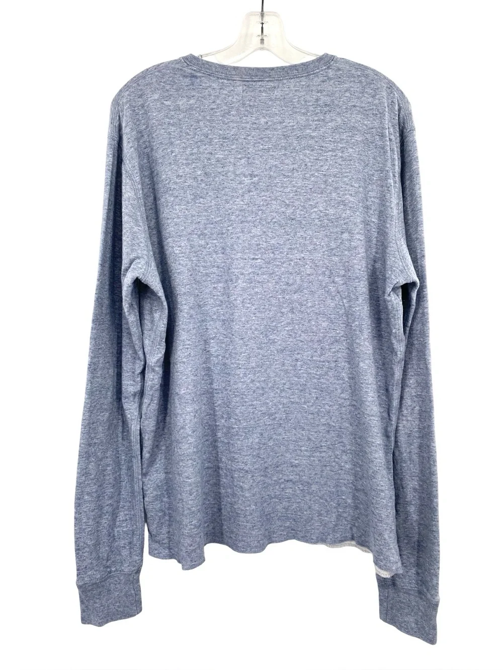 J. Crew Knit Goods Men’s Henley Sweatshirt Heather Blue Terry Cotton Large Tall